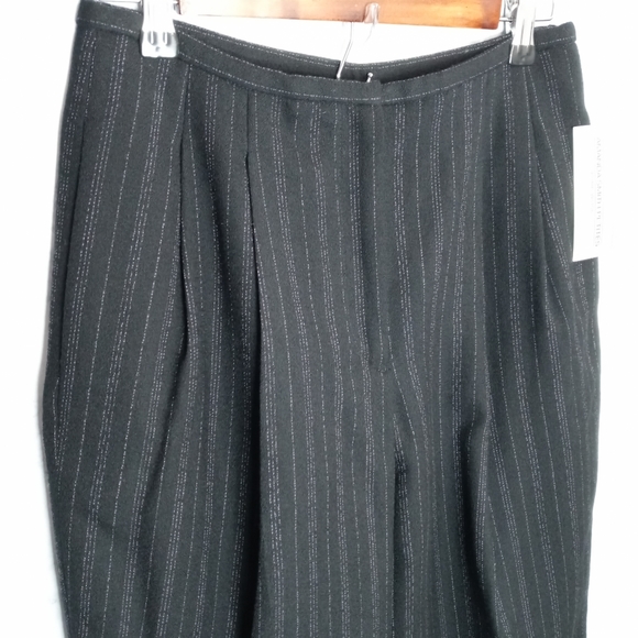 Amanda Smith Petites %100 Pure Wool Black Long Baggie Pants With Purple … - Picture 2 of 9